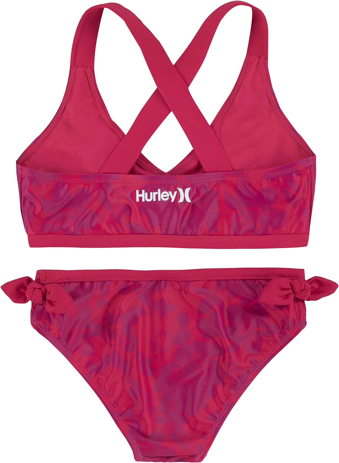 Hurley Two-Piece Ruffle Bikini Swim Set (Big Kids) (Black) Girl's