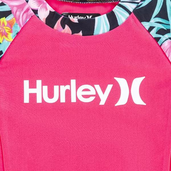 Hurley Girls' Long Sleeve Rash Guard 2-Piece Swimsuit