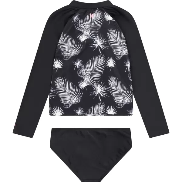 Hurley Girls' Long Sleeve Rash Guard 2-Piece Swimsuit