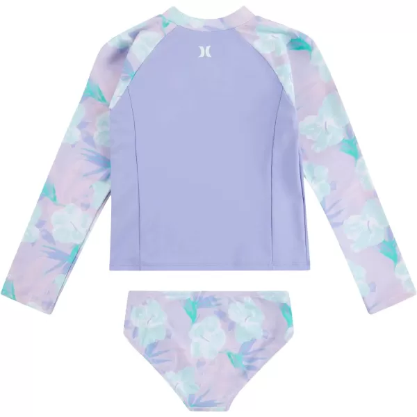 Hurley Girls' Long Sleeve Rash Guard 2-Piece Swimsuit