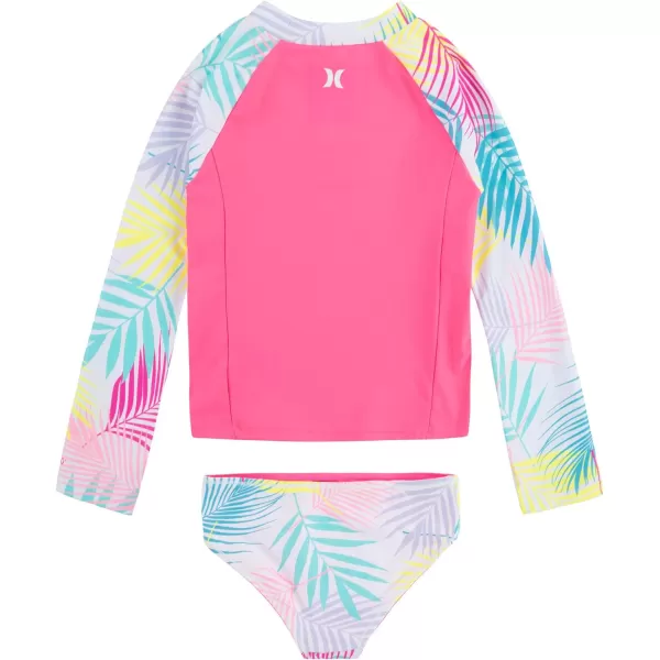 Hurley Girls' Long Sleeve Rash Guard 2-Piece Swimsuit