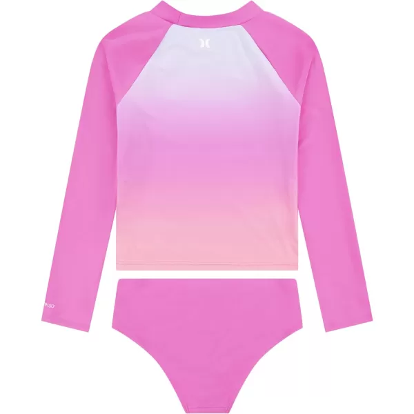 Hurley Girls' Long Sleeve Rash Guard 2-Piece Swimsuit