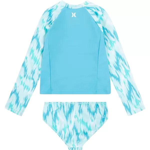 Hurley Girls' Long Sleeve Rash Guard 2-Piece Swimsuit