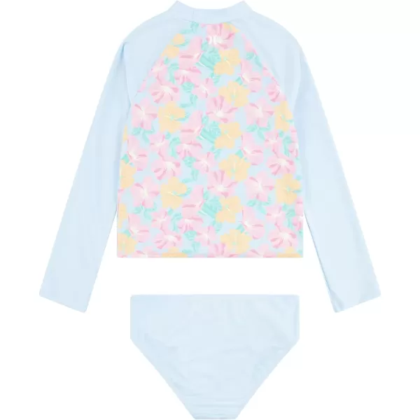 Hurley Girls' Long Sleeve Rash Guard 2-Piece Swimsuit