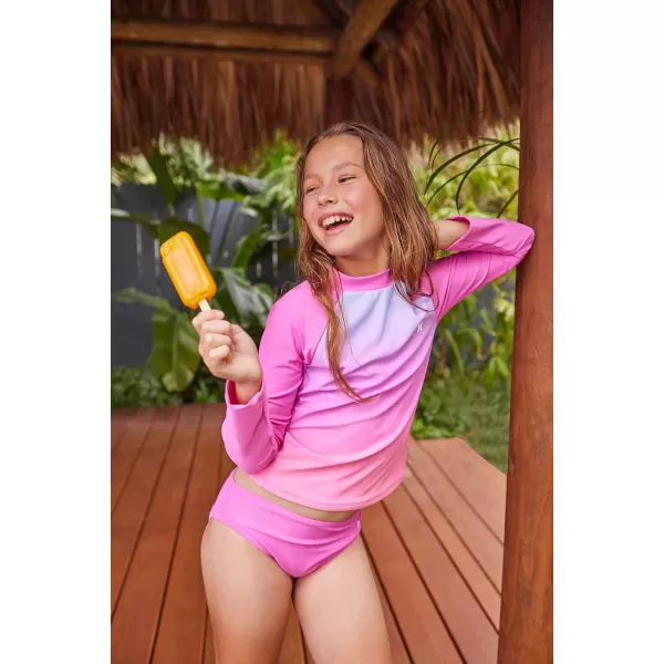 Hurley Girls' Long Sleeve Rash Guard 2-Piece Swimsuit