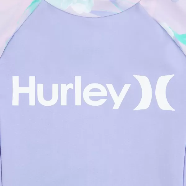 Hurley Girls' Long Sleeve Rash Guard 2-Piece Swimsuit