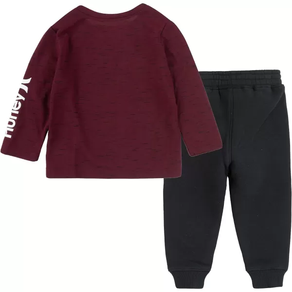 Hurley boys Long Sleeve Soft Basic Cloud Slub T-shirt and Shorts 2-piece Outfit Set2-Piece Outfit Set