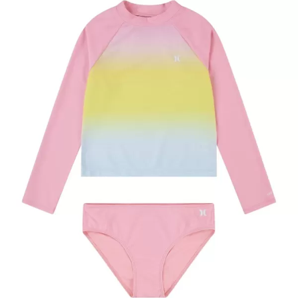 Hurley Girls' Long Sleeve Rash Guard 2-Piece Swimsuit