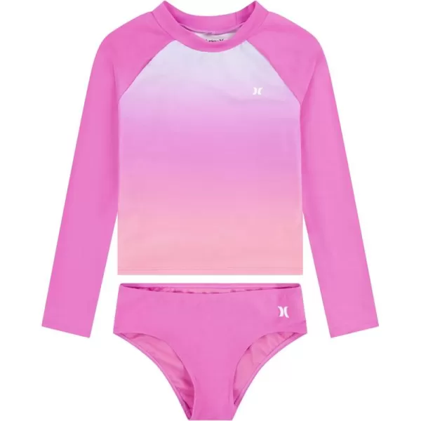 Hurley Girls' Long Sleeve Rash Guard 2-Piece Swimsuit