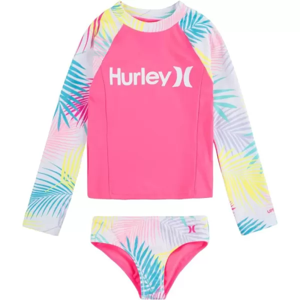 Hurley Girls' Long Sleeve Rash Guard 2-Piece Swimsuit
