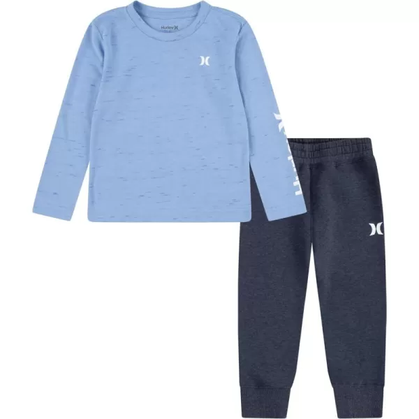 Hurley boys Long Sleeve Soft Basic Cloud Slub T-shirt and Shorts 2-piece Outfit Set2-Piece Outfit Set