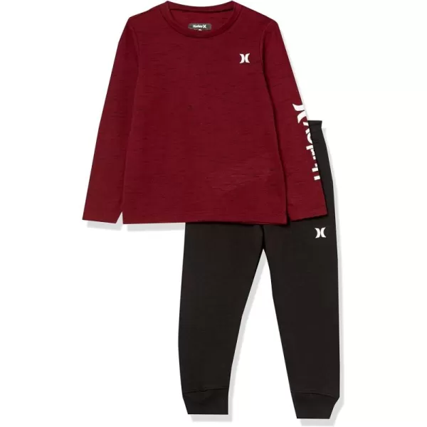 Hurley boys Long Sleeve Soft Basic Cloud Slub T-shirt and Shorts 2-piece Outfit Set2-Piece Outfit Set