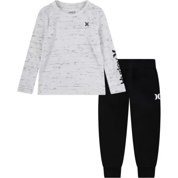 Hurley boys Long Sleeve Soft Basic Cloud Slub T-shirt and Shorts 2-piece Outfit Set2-Piece Outfit Set