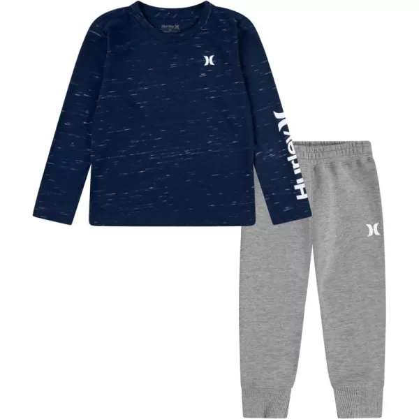 Hurley boys Long Sleeve Soft Basic Cloud Slub T-shirt and Shorts 2-piece Outfit Set2-Piece Outfit Set