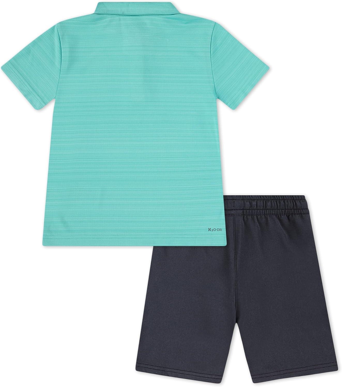 imageHurley Boys And Toddler Boys Polo and Shorts 2piece Outfit SetTropical Turquoise Heather