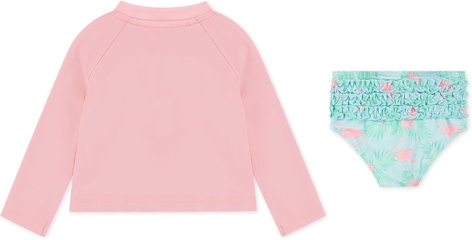 imageHurley Boys Long Sleeve Rash Guard Swim Suit 2Piece Outfit SetPink Flamingo