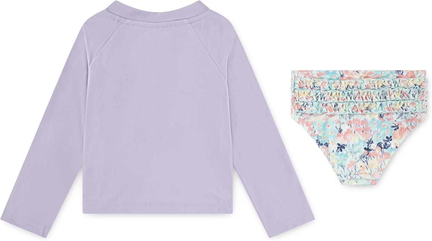 imageHurley Boys Long Sleeve Rash Guard Swim Suit 2Piece Outfit SetPurpleMulti