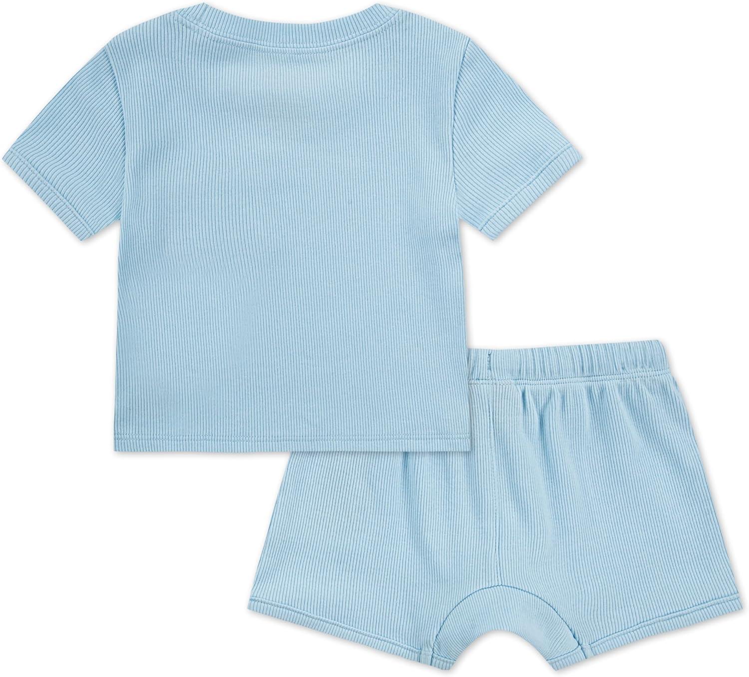 imageHurley Unisex Baby Rib Knit Tshirt and Shorts 2piece Outfit SetBlue Ice