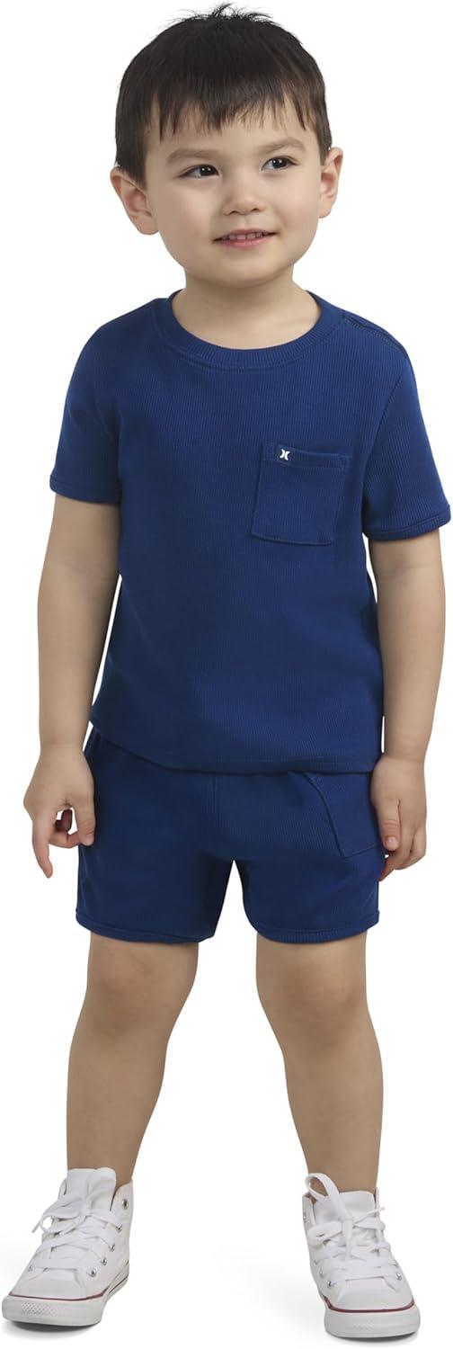imageHurley Unisex Baby Rib Knit Tshirt and Shorts 2piece Outfit SetMidnight Blue