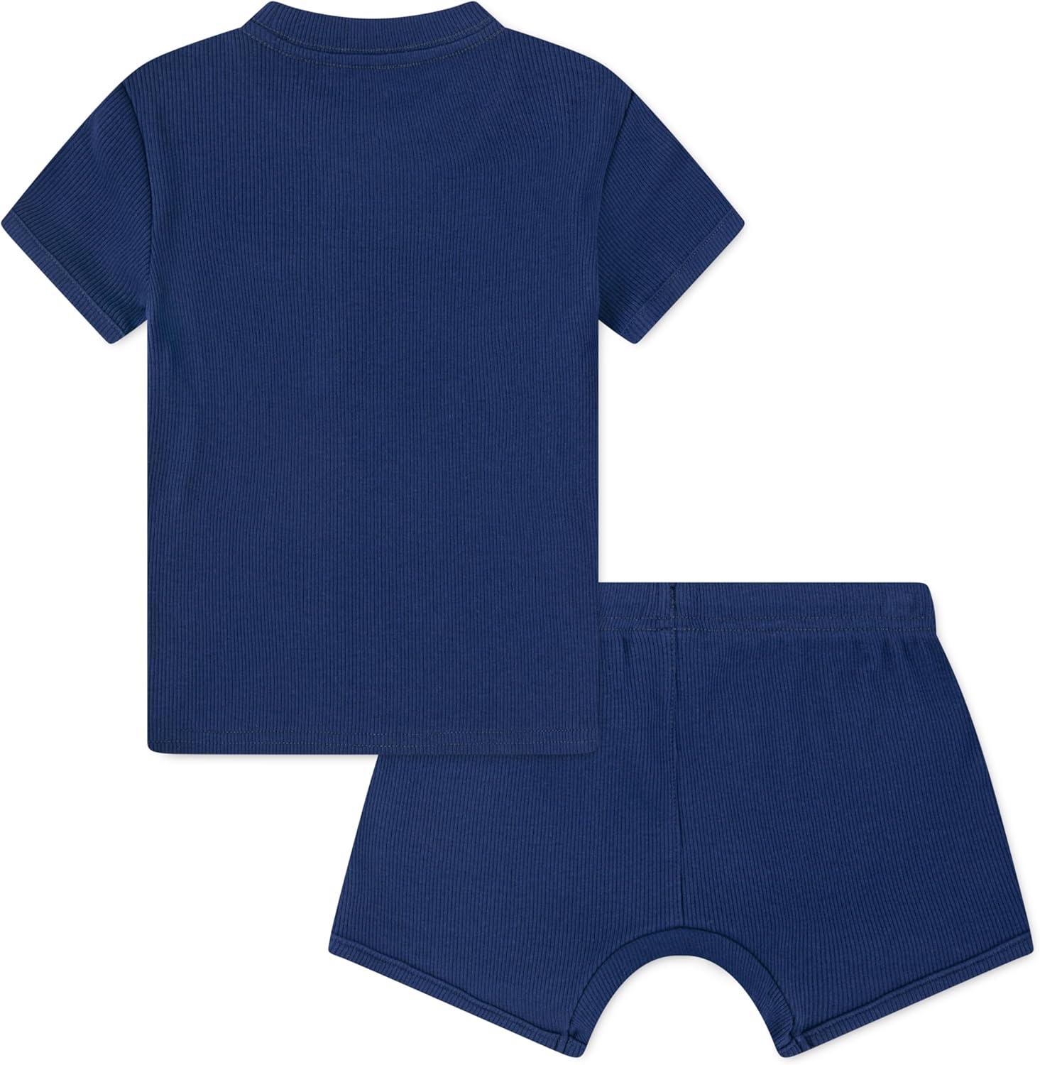imageHurley Unisex Baby Rib Knit Tshirt and Shorts 2piece Outfit SetMidnight Blue
