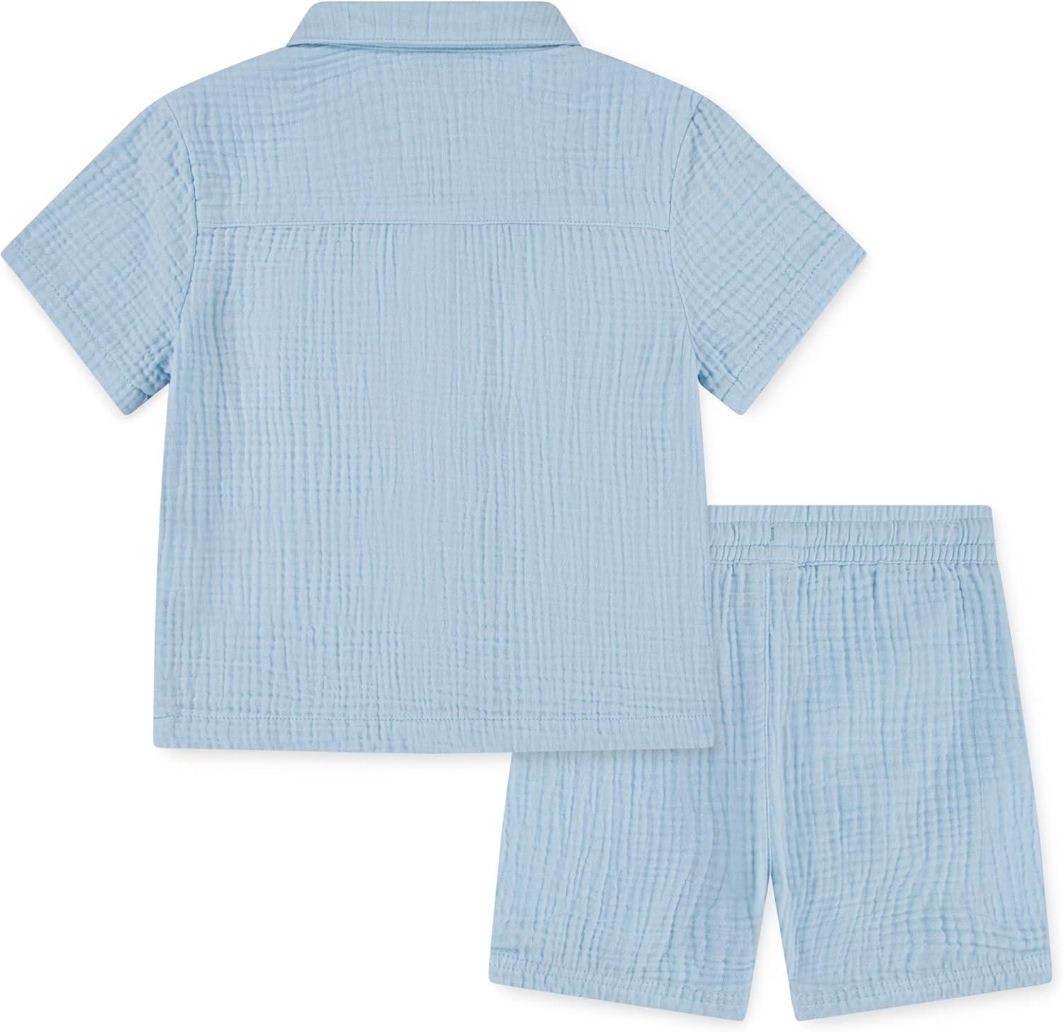 imageHurley babyboys And Toddler Boys Short Sleeve Button Up Shirt and Shorts 2piece Outfit SetBlue Ice