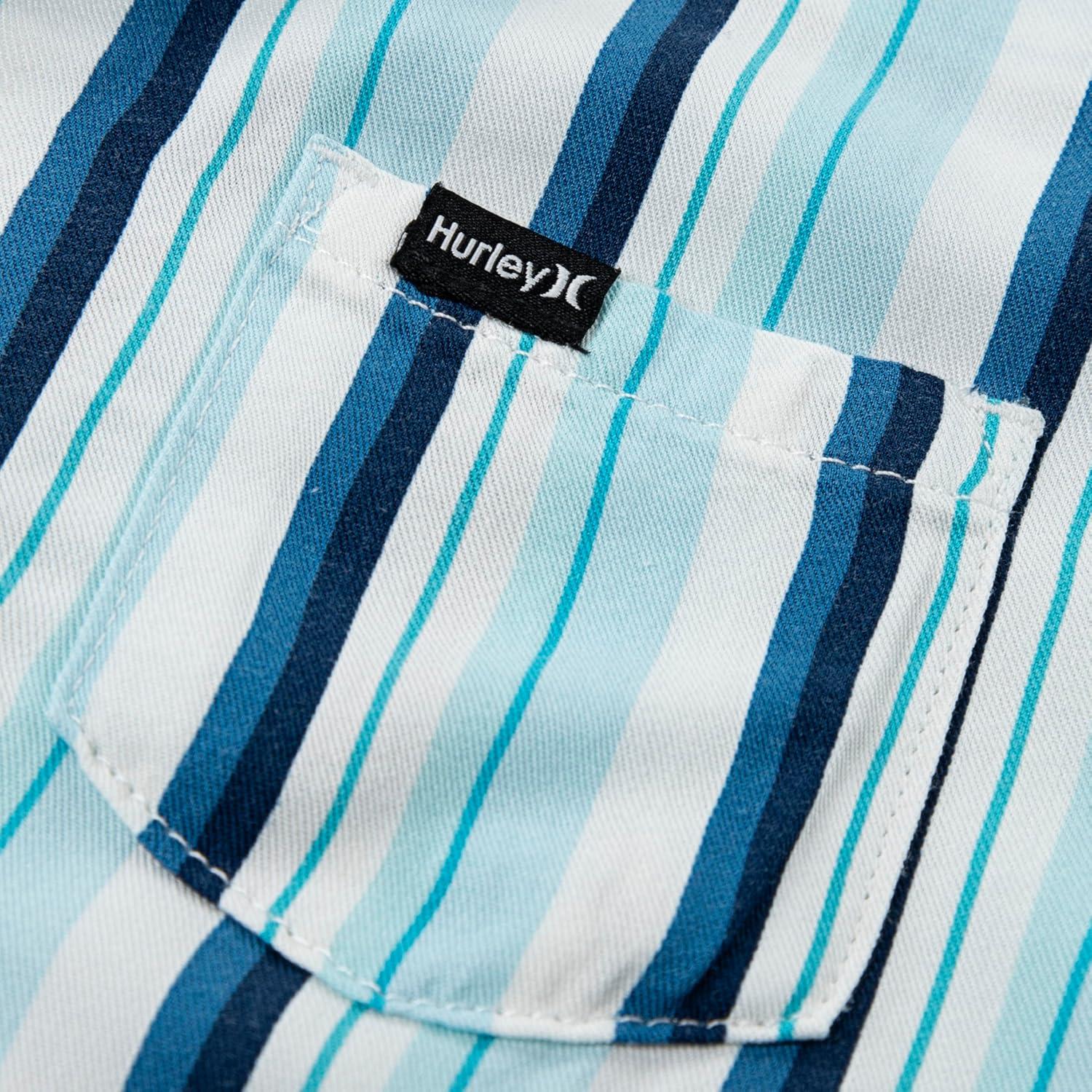 imageHurley babyboys And Toddler Boys Short Sleeve Button Up Shirt and Shorts 2piece Outfit SetDutch Blue Stripe