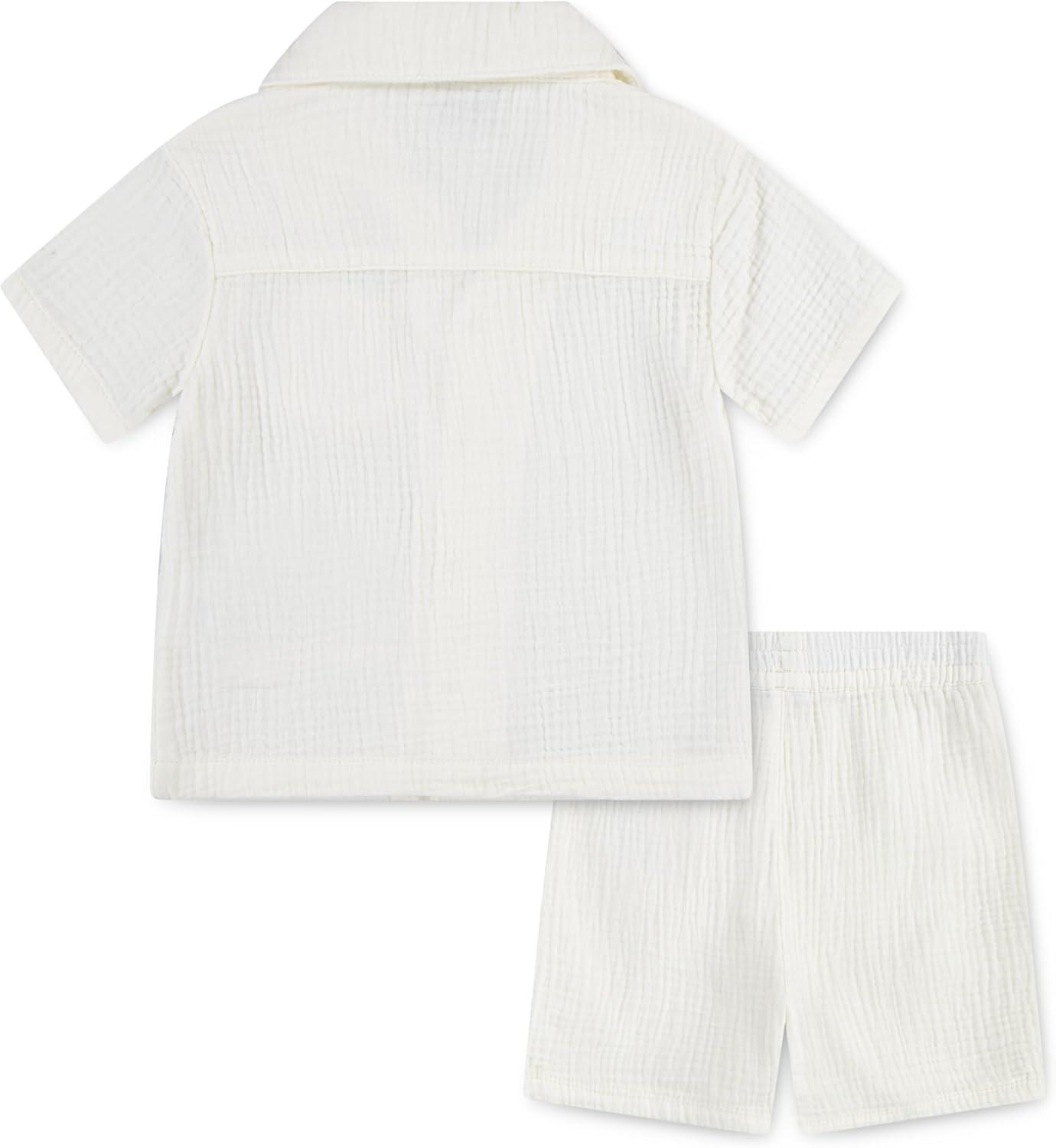 imageHurley babyboys And Toddler Boys Short Sleeve Button Up Shirt and Shorts 2piece Outfit SetMarshmallow