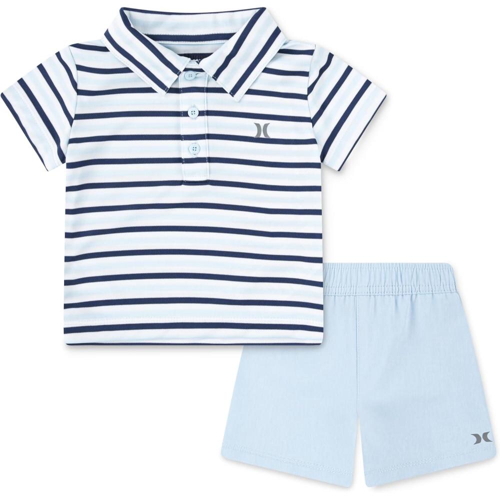 imageHurley Boys And Toddler Boys Polo and Shorts 2piece Outfit SetBlue IceStripe