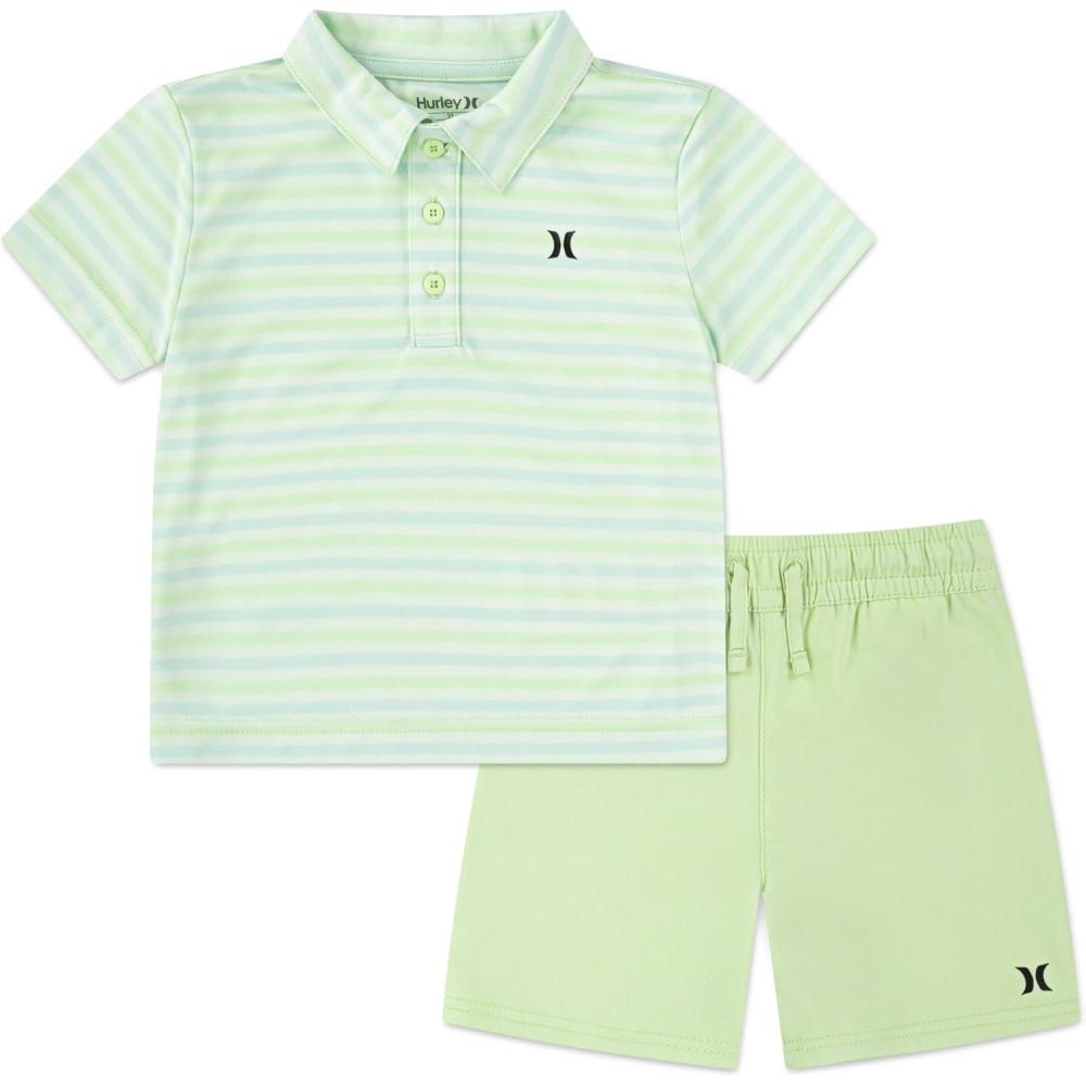 imageHurley Boys And Toddler Boys Polo and Shorts 2piece Outfit SetFaded GreenStripe