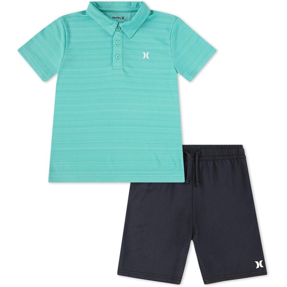 imageHurley Boys And Toddler Boys Polo and Shorts 2piece Outfit SetTropical Turquoise Heather