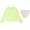 imageHurley Boys Long Sleeve Rash Guard Swim Suit 2Piece Outfit SetYellowPale Ivory Stripe