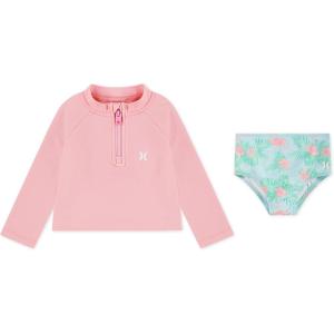 imageHurley Boys Long Sleeve Rash Guard Swim Suit 2Piece Outfit SetPink Flamingo