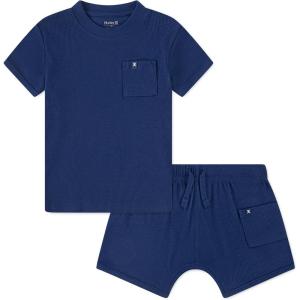 imageHurley Unisex Baby Rib Knit Tshirt and Shorts 2piece Outfit SetMidnight Blue