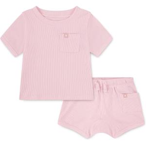 imageHurley Unisex Baby Rib Knit Tshirt and Shorts 2piece Outfit SetSunkissed Melon