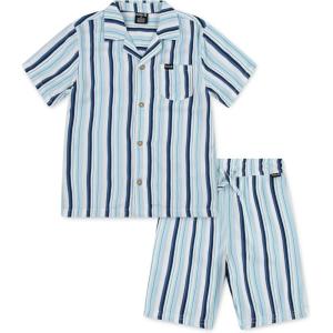 imageHurley babyboys And Toddler Boys Short Sleeve Button Up Shirt and Shorts 2piece Outfit SetDutch Blue Stripe