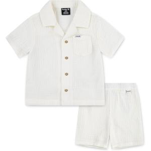 imageHurley babyboys And Toddler Boys Short Sleeve Button Up Shirt and Shorts 2piece Outfit SetMarshmallow