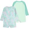 imageHurley Unisex Baby 2Pack Long Sleeve Rash Guard CoverallFlamingoGreen