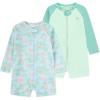 imageHurley Unisex Baby 2Pack Long Sleeve Rash Guard CoverallFlamingoGreen