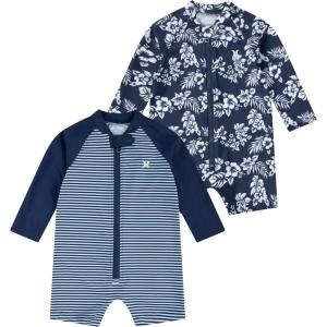 imageHurley Unisex Baby 2Pack Long Sleeve Rash Guard CoverallMidnight Blue