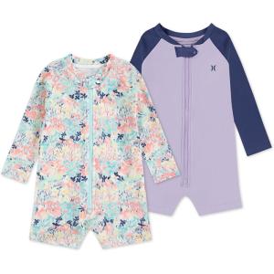 imageHurley Unisex Baby 2Pack Long Sleeve Rash Guard CoverallMultiPurple