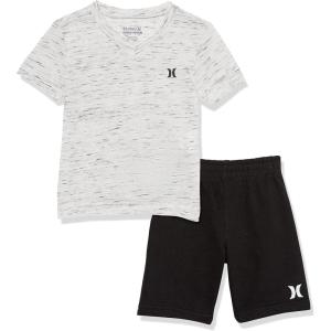 imageHurley BabyBoys And Toddler Boys Soft Basic Cloud Slub Tshirt and Shorts 2piece Outfit SetBlackWhite