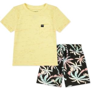 imageHurley BabyBoys And Toddler Boys Soft Basic Cloud Slub Tshirt and Shorts 2piece Outfit SetYellowMulti Palms