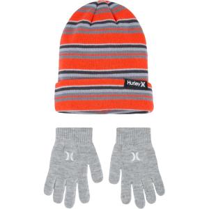 imageHurley Unisex Kids Beanie and Glove SetCrimson Striped