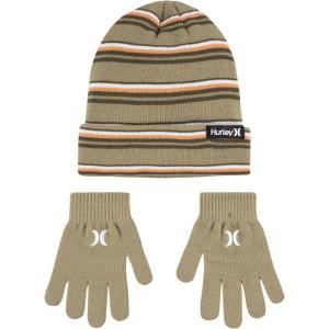 imageHurley Unisex Kids Beanie and Glove SetKhaki Striped