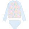 imageHurley Girls Long Sleeve Rash Guard 2Piece SwimsuitBlue IceFloral