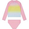 imageHurley Girls Long Sleeve Rash Guard 2Piece SwimsuitPink Flamingo