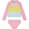 imageHurley Girls Long Sleeve Rash Guard 2Piece SwimsuitPink Flamingo
