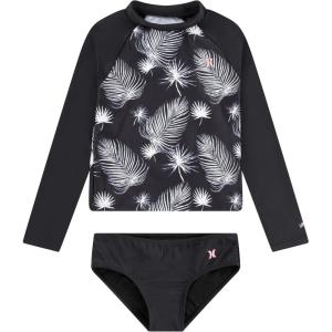 imageHurley Girls Long Sleeve Rash Guard 2Piece SwimsuitBlackSail