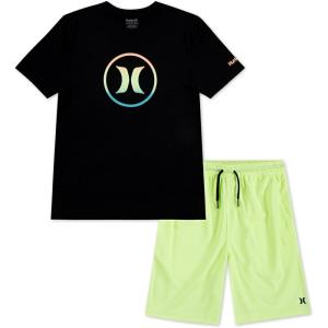 imageHurley boys Graphic Tshirt and Shorts 2piece Outfit SetBlackDigi Lemon