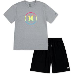 imageHurley boys Graphic Tshirt and Shorts 2piece Outfit SetGreyBlack